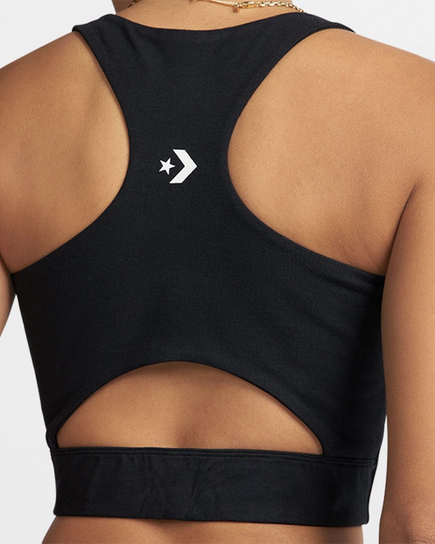 Women's Converse Wordmark Sports Bra Black | AU 6E048G